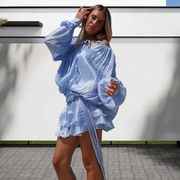 Ruffled Dress Light Blue