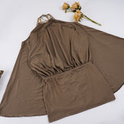 Taupe Butterfly Chain Backless Dress