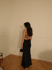 Embroidered Long Dress Black