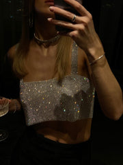 Rhinestone Shimmer Crop Top
