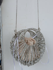 Rhinestone Silver String Bag