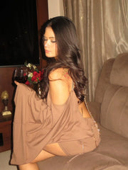 Taupe Butterfly Chain Backless Dress