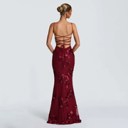 Embroidered Long Dress Maroon