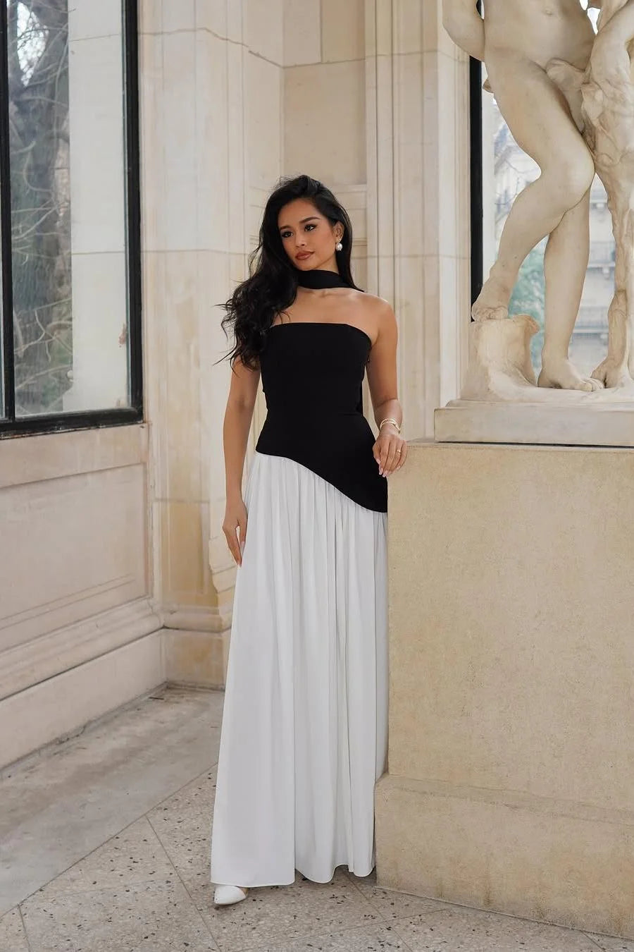 Black and white Slit Dress