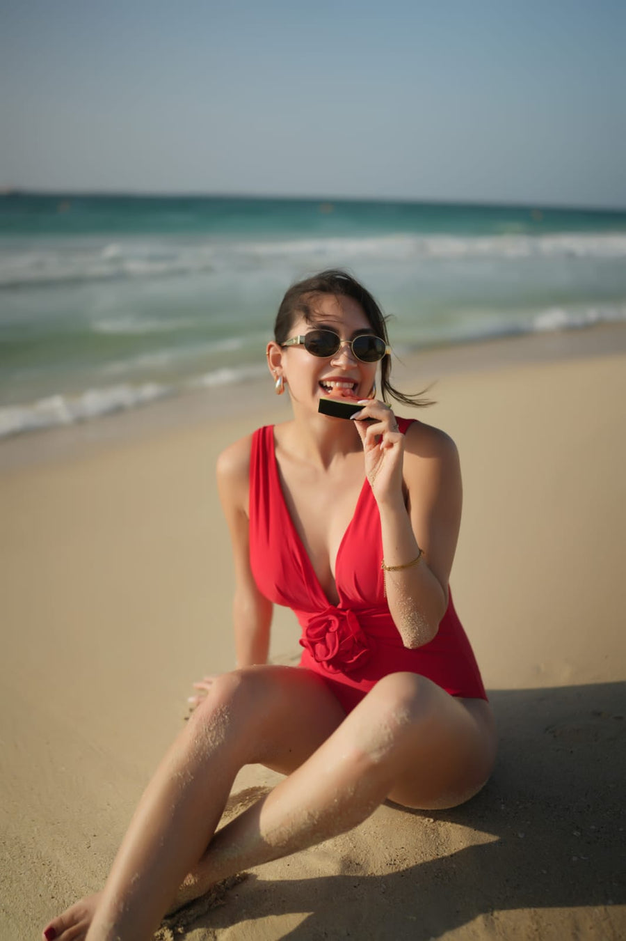 Red Rouge Radiance Beachwear Set Deep Monokini