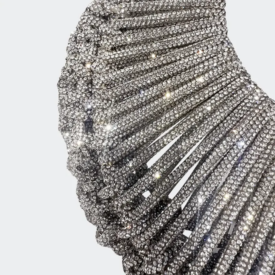 Rhinestone Hollow Clutch