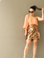 Orange Sequin Skirt