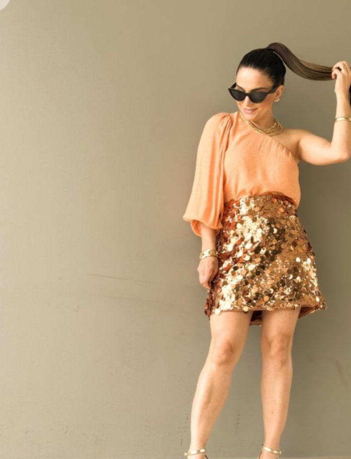 Orange Sequin Skirt