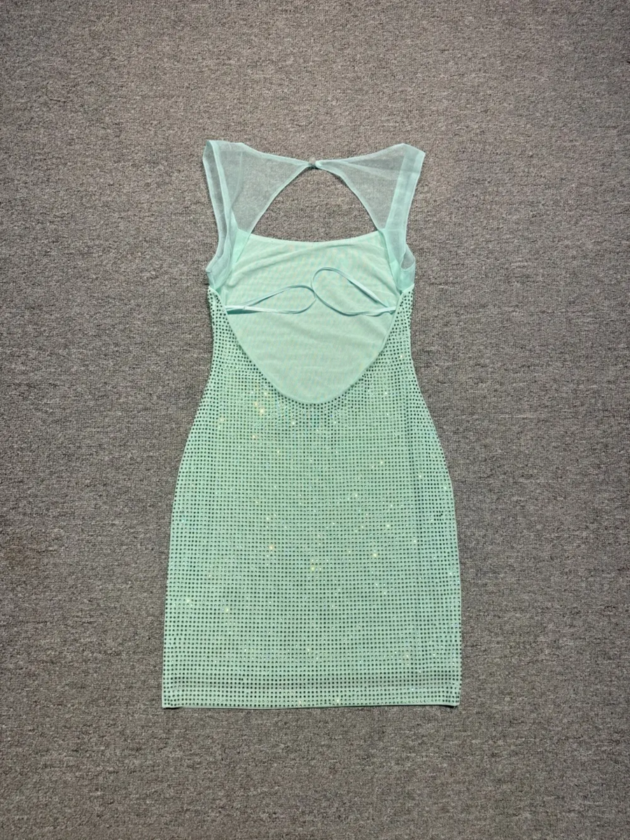 Mint Green Rhinestone Birthday Dress