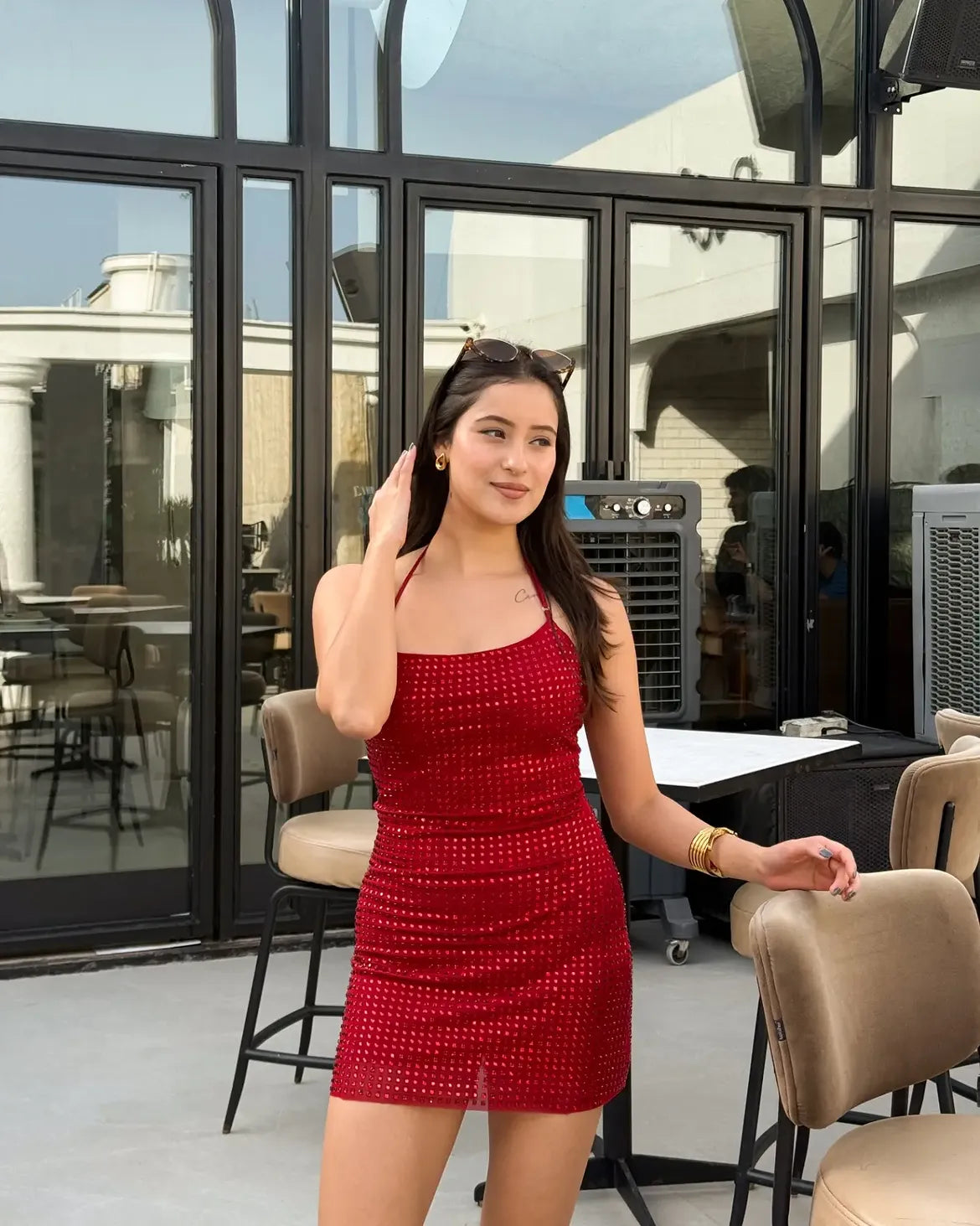 Rhinestone Red Dress
