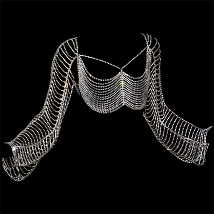 Rhinestone Shrug Sleeves Top