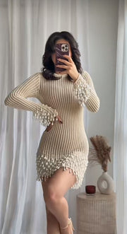 Crochet Pearl Dress (Cream)