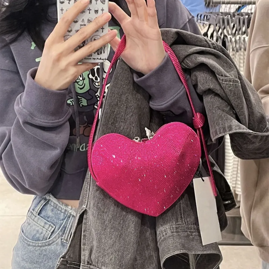 Rhinestone Heart Bag