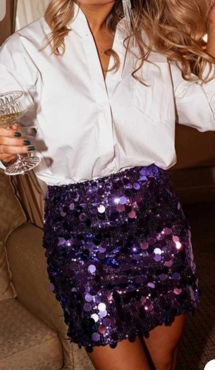 Purple Sequin Skirt