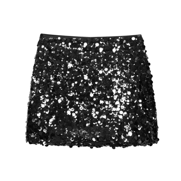 Black Sequin Mini Skirt