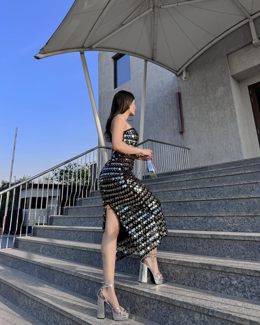 Black Sequined Siren Dress