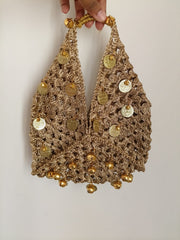Gold Coin Crochet Tote Bag