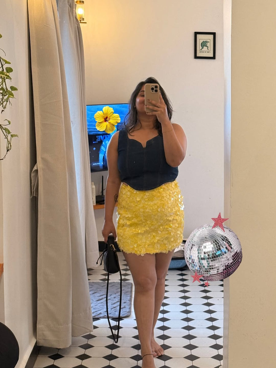 Yellow Sequin Skirt
