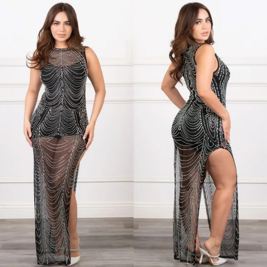 Black Rhinestone Dress