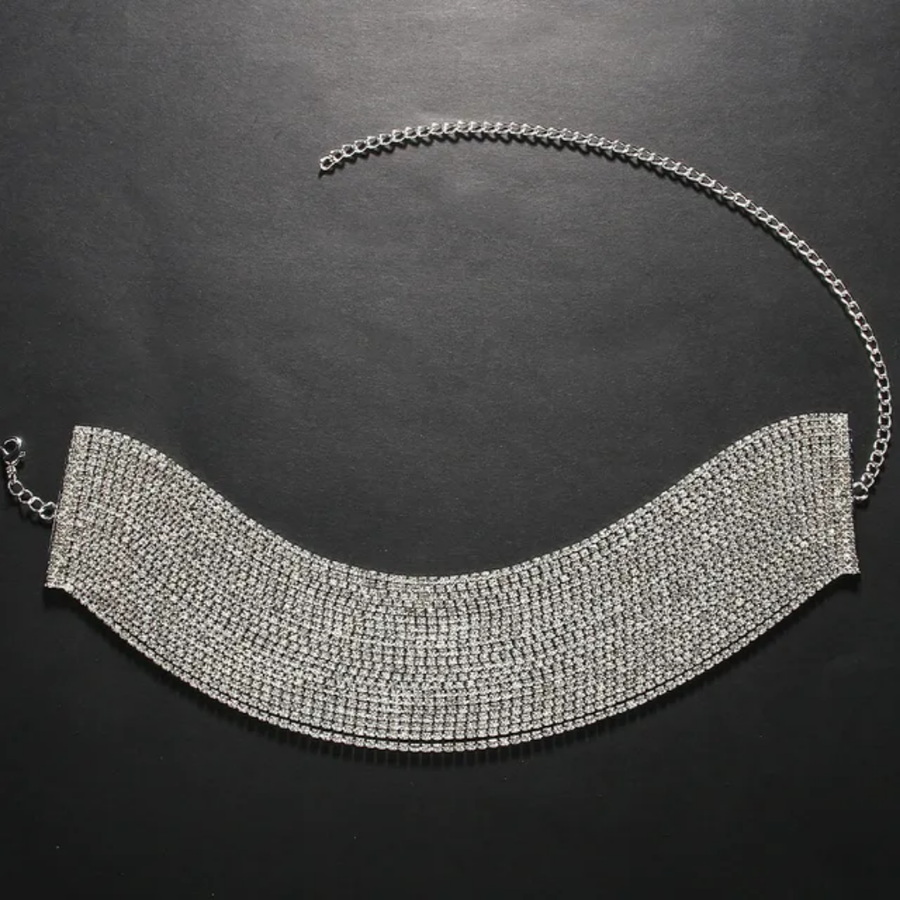 Gold and silver Rhinestone Chain Necklace