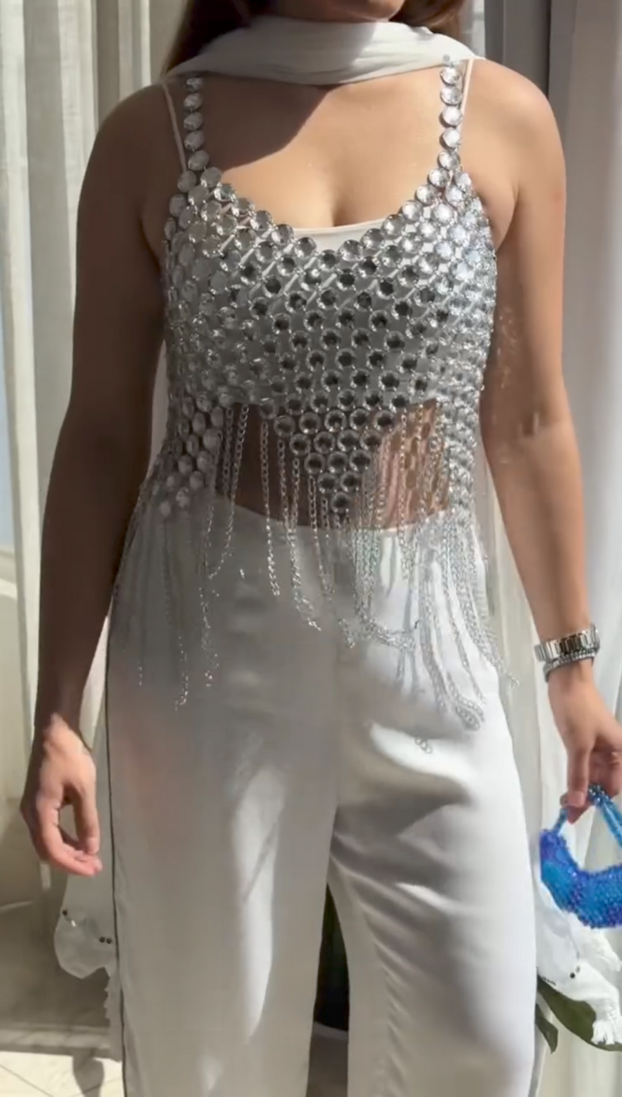 Silver Rhinestone Top