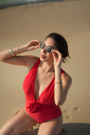 Red Rouge Radiance Beachwear Set Deep Monokini
