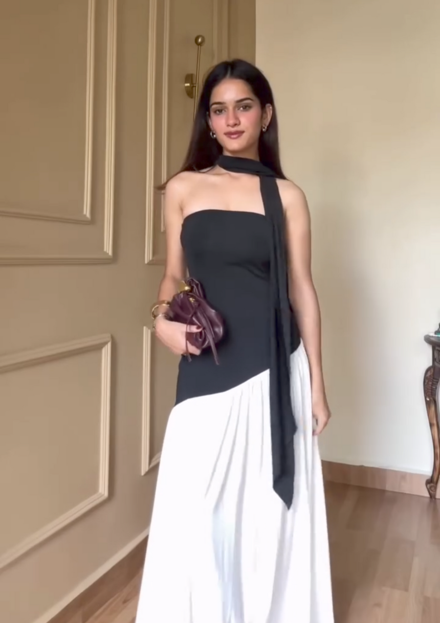 Black and white Slit Dress