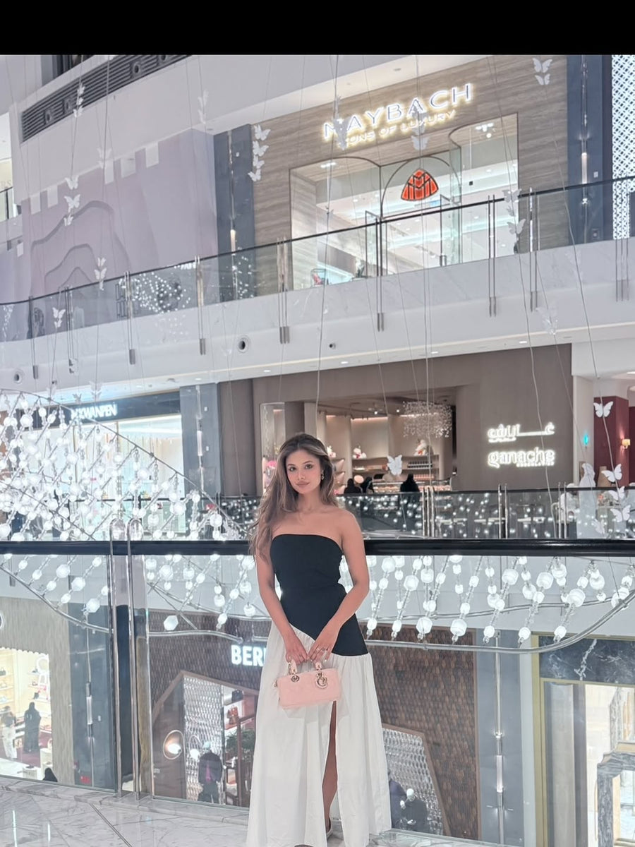 Black and white Slit Dress