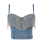 Rhinestone denim corset