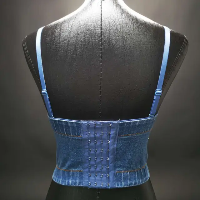 Rhinestone denim corset