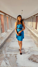 Load image into Gallery viewer, BLUE MINI SILK DRESS
