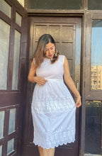 Load image into Gallery viewer, White Chinkari Cotton Midi Dress

